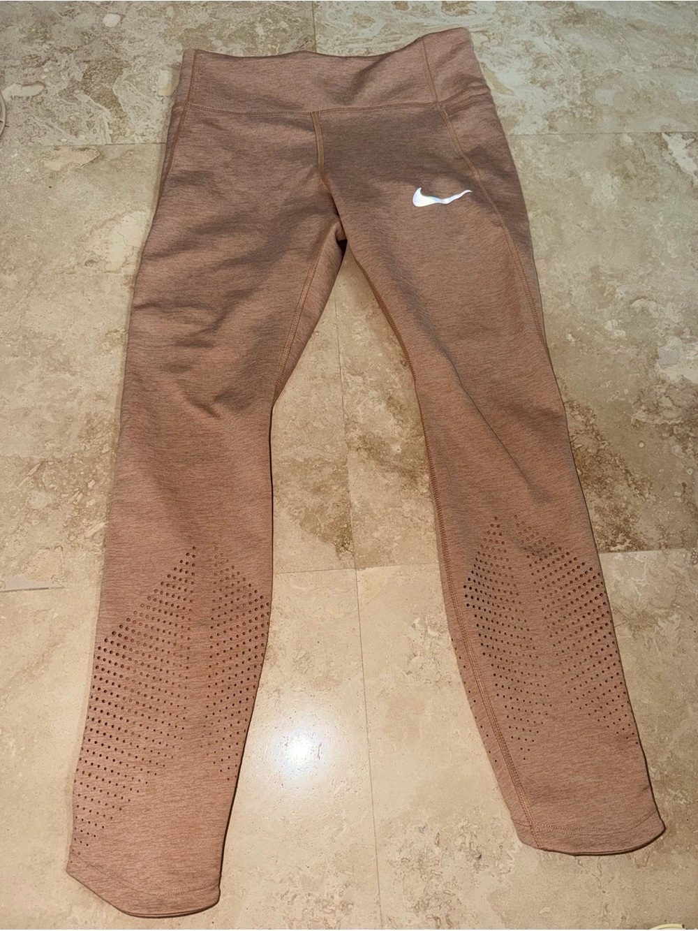 Nike Girls' Mauve Performance Leggings with White Swoosh